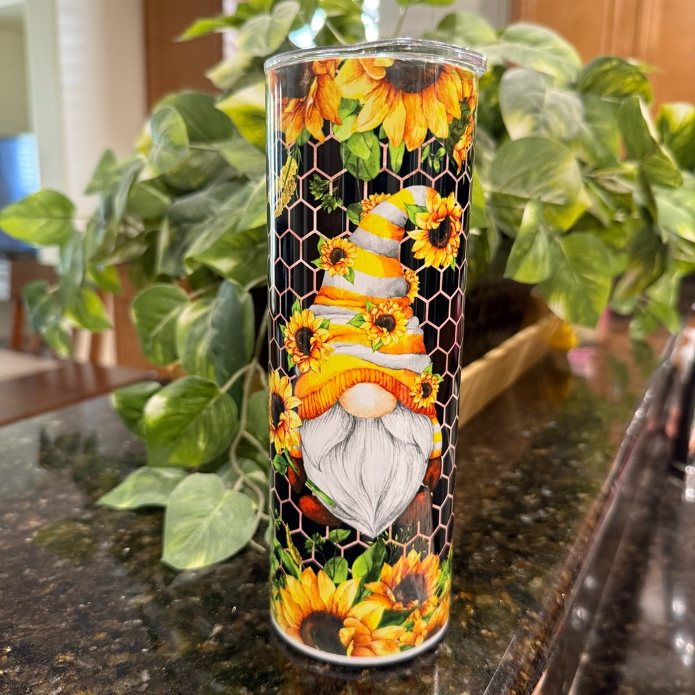 Whimsical Sunflower Gnome Tumbler